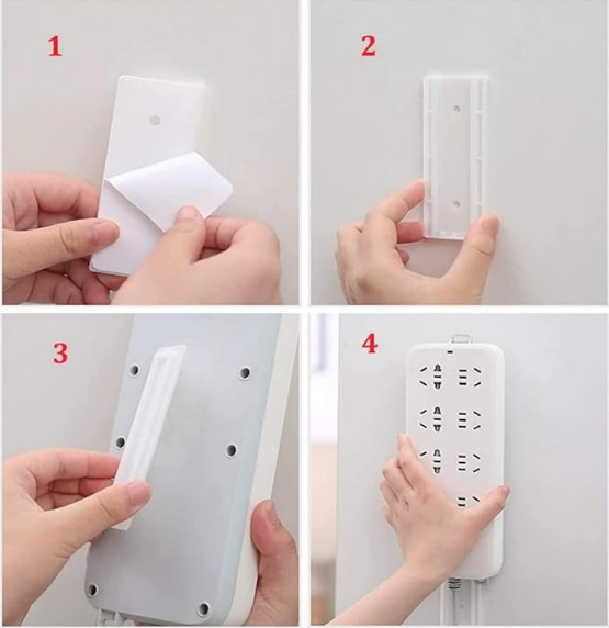 (OFMP52) Power Strip Holder Fixator Wall-Mounted Desktop Socket Fixer Cable Organizer Multi-Purpose Punch-Free Wall Mount