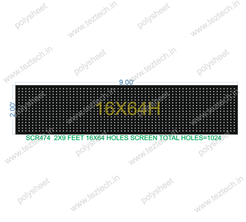 SCR474	2X9 FEET 16X64 HOLES SCREEN TOTAL HOLES=1024