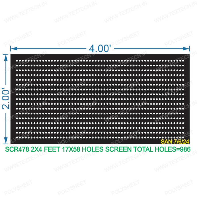 SCR478 2X4 FEET 17X58 HOLES SCREEN TOTAL HOLES 986