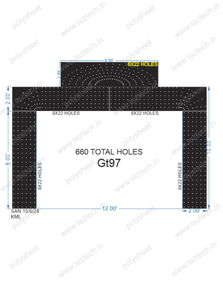 GT97 GATE IN 5PARTS 2X8 FT 6X22 H TOTAL 660HOLES