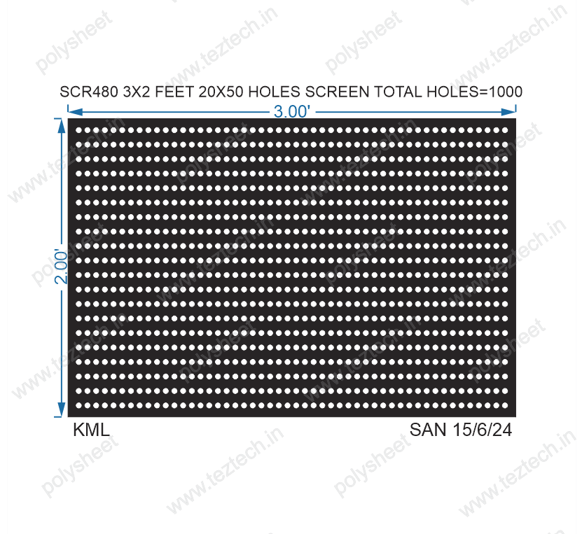 SCR480 3X2 FEET 20X50 HOLES SCREEN POLYSHEET