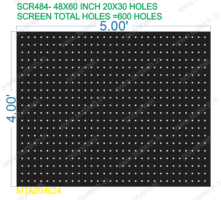 SCR484 -48X60 INCH 20X30 HOLES 4X5 FEET TOTAL HOLES = 600