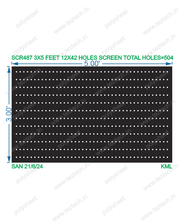 SCR487 3X5 FEET 12X42 HOLES SCREEN TOTAL HOLES=504