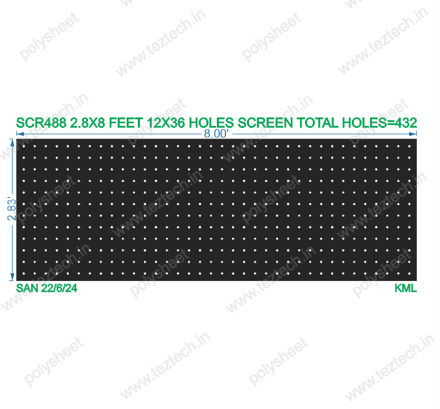 SCR488 2.8X8 FEET 12X36 HOLES SCREEN TOTAL HOLES=432