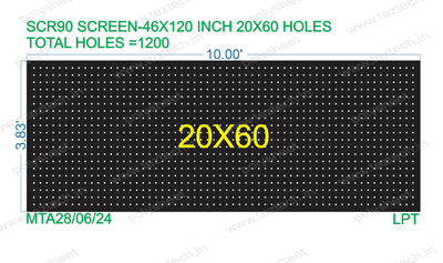 SCR490 3.83X10 FEET 20X60 HOLES SCREEN TOTAL HOLES=1200