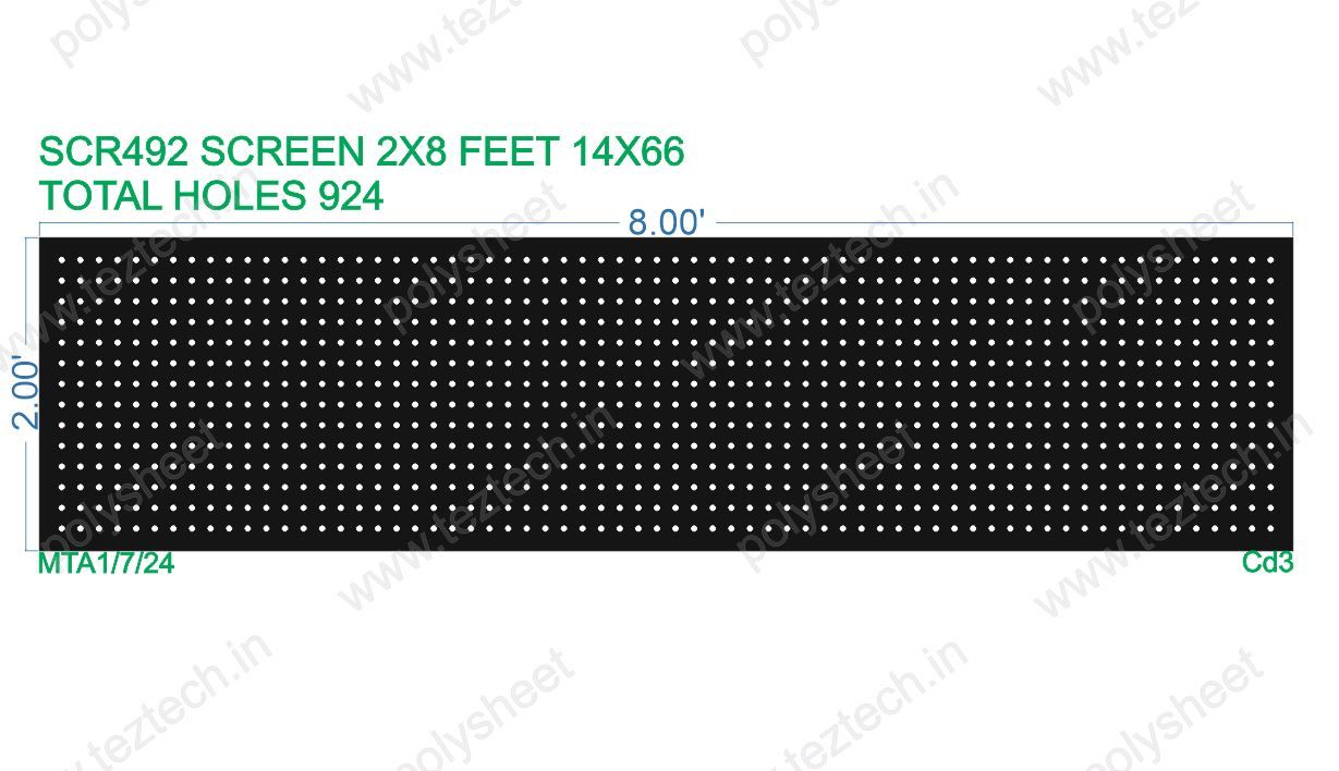 SCR492 2X8 FEET 14X66 HOLES SCREEN TOTAL HOLES=924