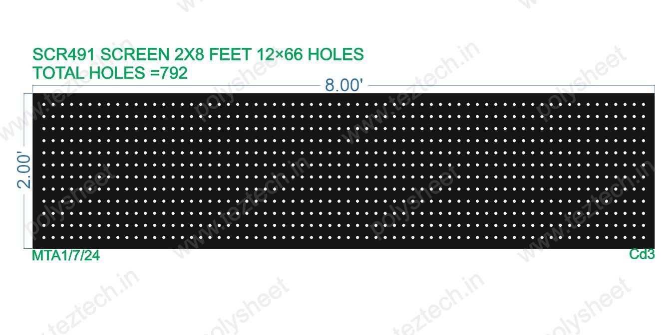 SCR491 2X8 FEET 12X66 HOLES SCREEN TOTAL HOLES=792