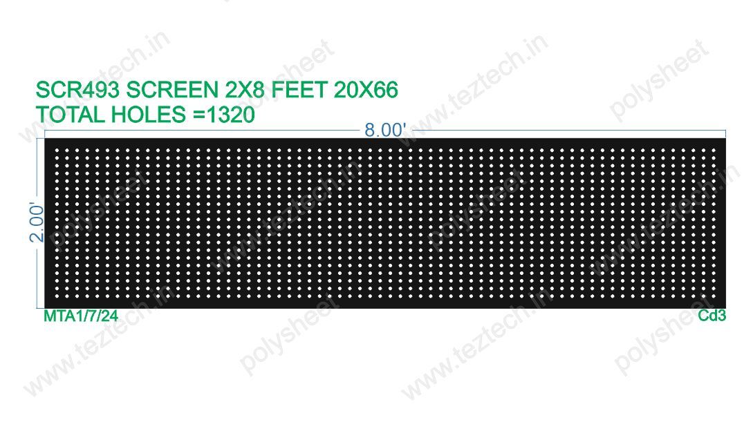 SCR493 2X8 FEET 20X66 HOLES SCREEN TOTAL HOLES=1320