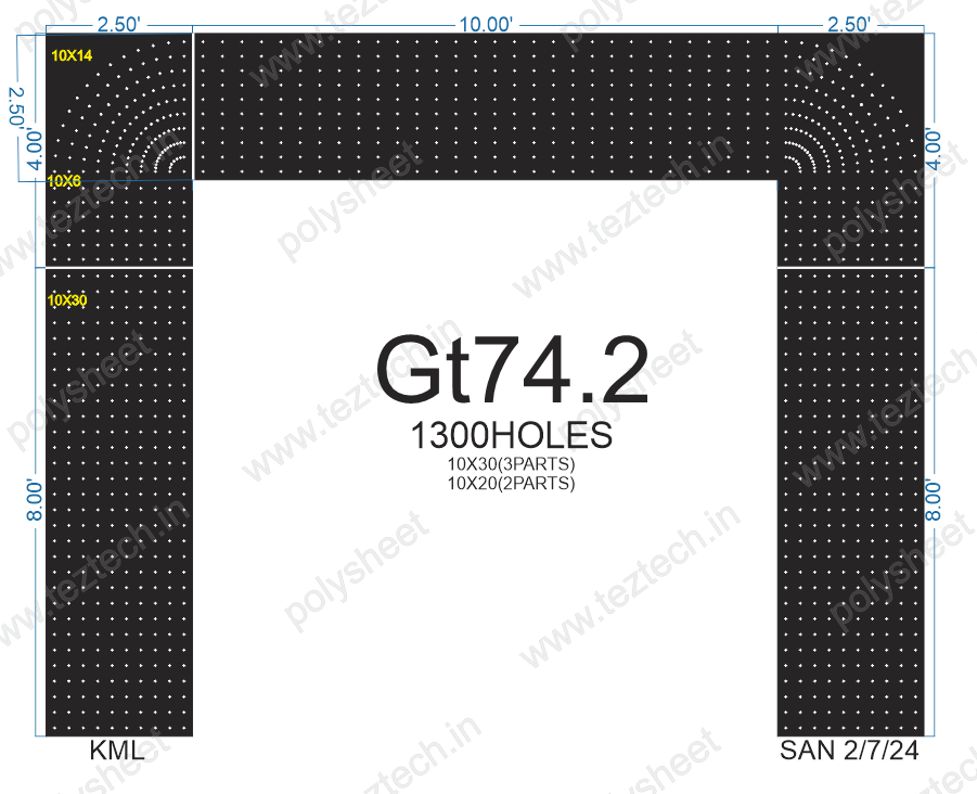 GT74.2 GATE 1300 HOLES 10 LED PER LINE