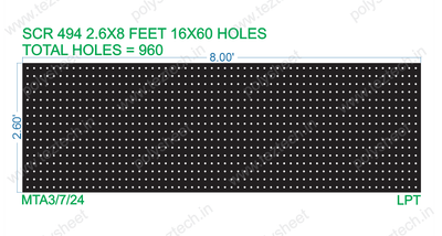 SCR494 2.6X8 FEET 16X60 HOLES SCREEN TOTAL HOLES=960
