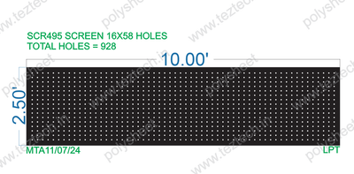 SCR495 2.5X10 FEET 16X58 HOLES SCREEN TOTAL HOLES=928