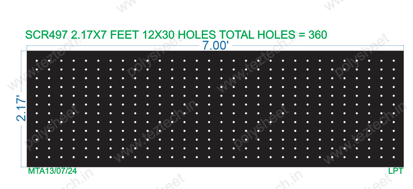 SCR497 SCREEN 2.17X7 FEET 12X30 HOLES SCREEN TOTAL HOLES=360