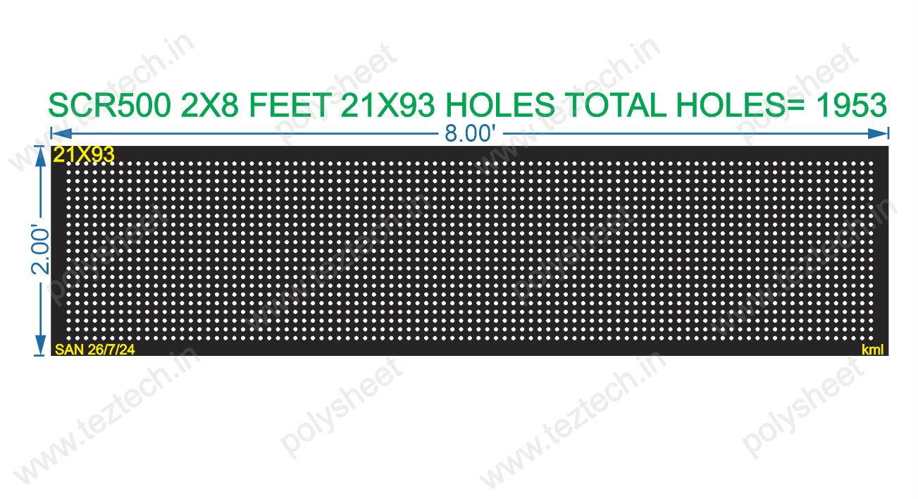 SCR500 SCREEN 2X8 FEET 21X93 HOLES SCREEN TOTAL HOLES=1953