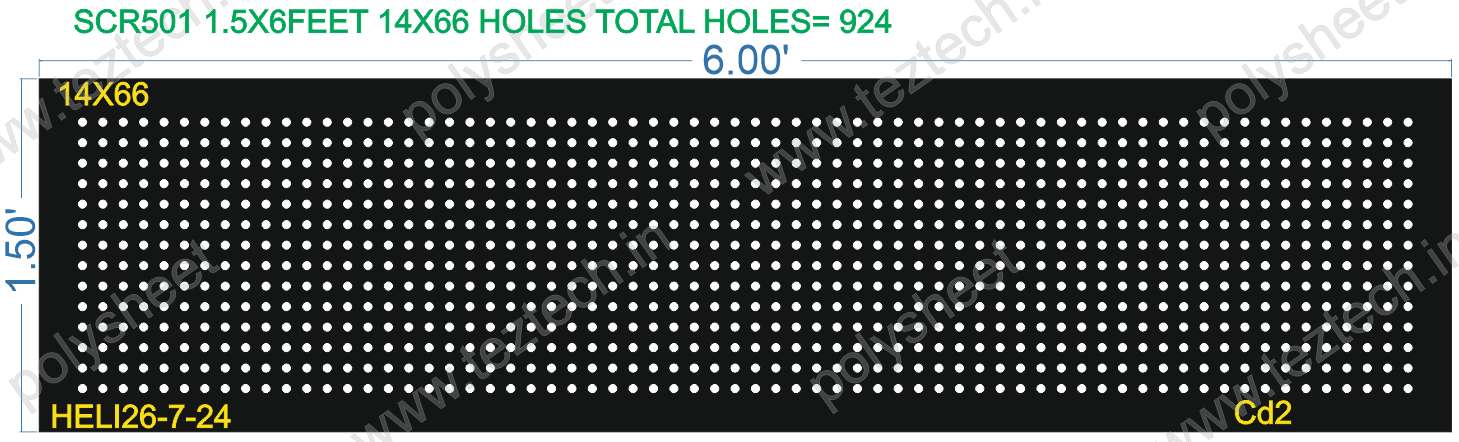 SCR501 1.5X6 FEET 14X66 HOLES SCREEN TOTAL HOLES=924