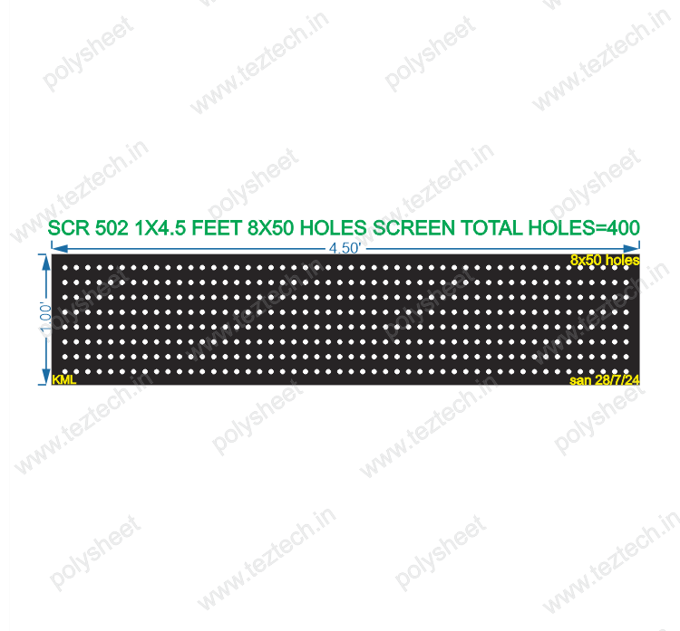 SCR502 1X4.5 FEET 8X50 HOLES SCREEN TOTAL HOLES=400