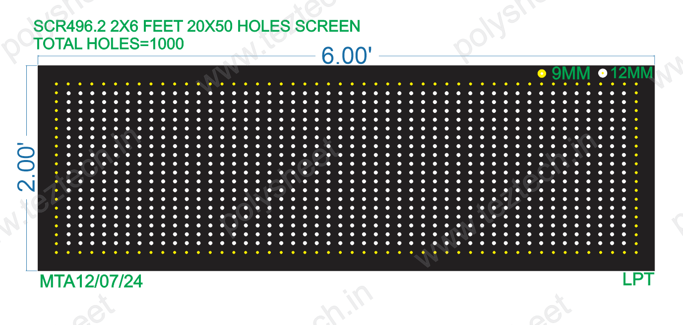 SCR496.2 2X6 FEET 20X50 HOLES SCREEN TOTAL HOLES=1000