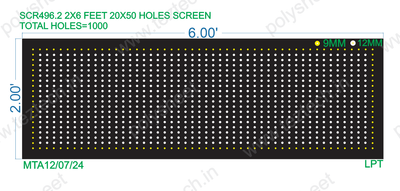 SCR496.2 2X6 FEET 20X50 HOLES SCREEN TOTAL HOLES=1000