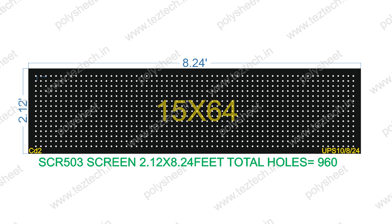 SCR503 2.12X8.24 FEET 15X64 HOLES SCREEN TOTAL HOLES=960