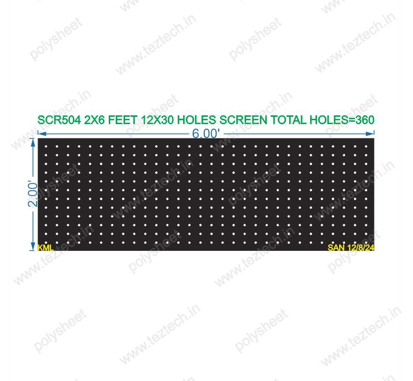 SCR504 2X6 FEET 12X30 HOLES SCREEN TOTAL HOLES=360