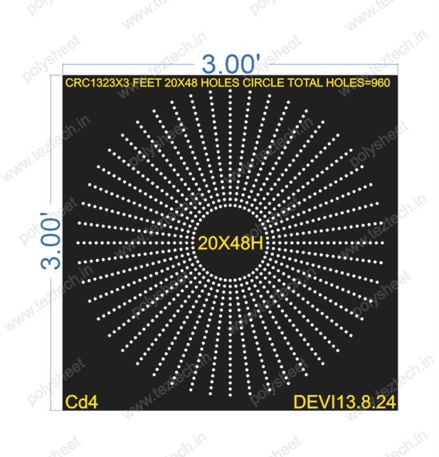 CRC132	3X3 FEET 20X48 HOLES CIRCLE TOTAL HOLES=960