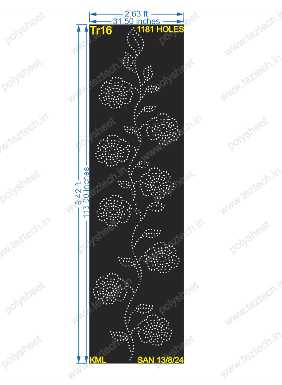 TR16 FLOWER TREE 9.42X2.63 FEET 1181 HOLES