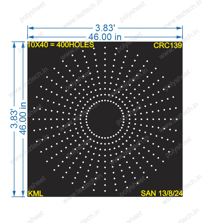 CRC139 3.83X3.83 FEET 10X40 HOLES CIRCLE POLYSHEET