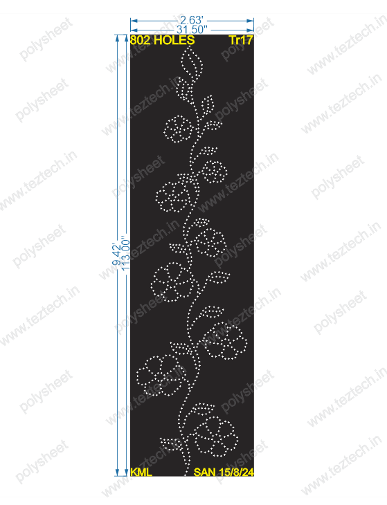 TR17 FLOWER TREE 9.42X2.63 FEET 802 HOLES