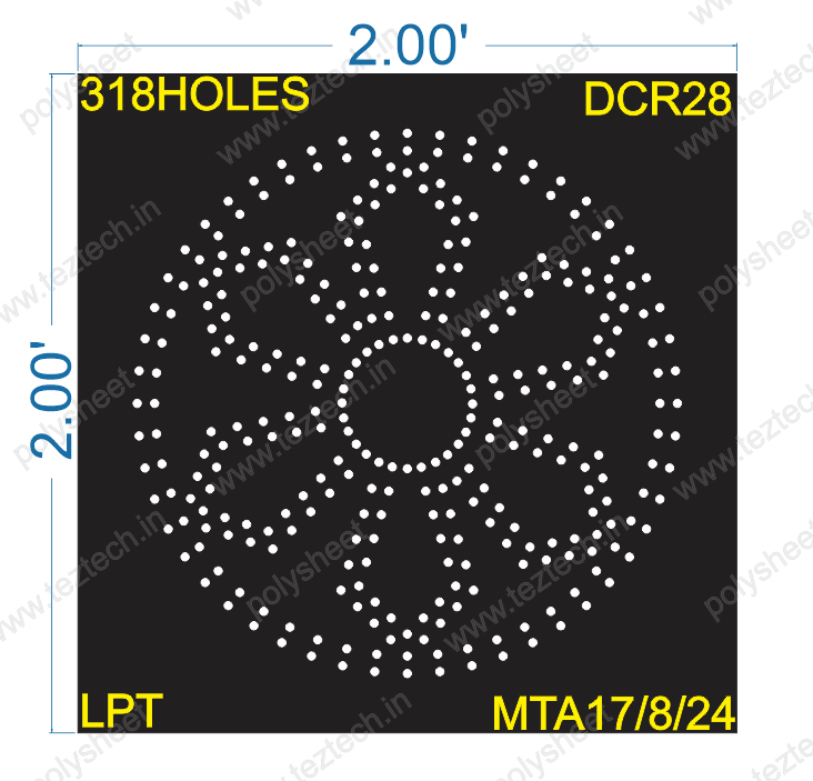 DCR28 DESIGNER CIRCLE 2X2 FEET 318 HOLES