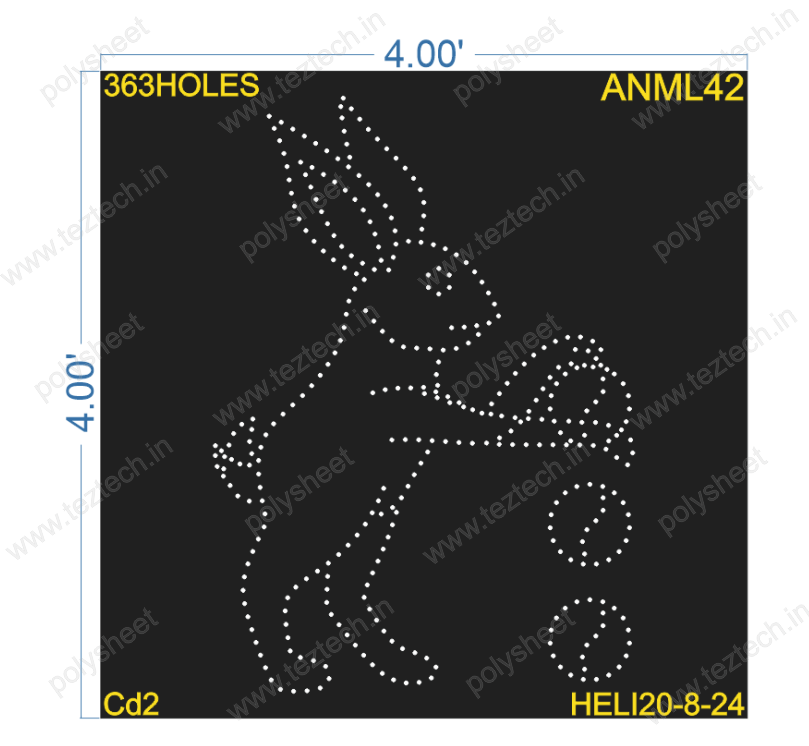 ANML42 RABBIT 4X4 FEET 363 HOLES