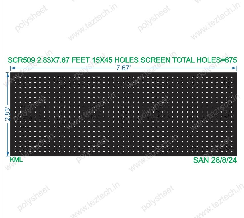 SCR509 2.83X7.67 FEET 15X45 HOLES SCREEN TOTAL HOLES=675