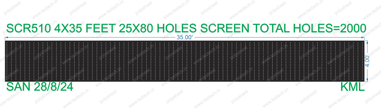 SCR510 4X35 FEET 25X80 HOLES SCREEN TOTAL HOLES=2000