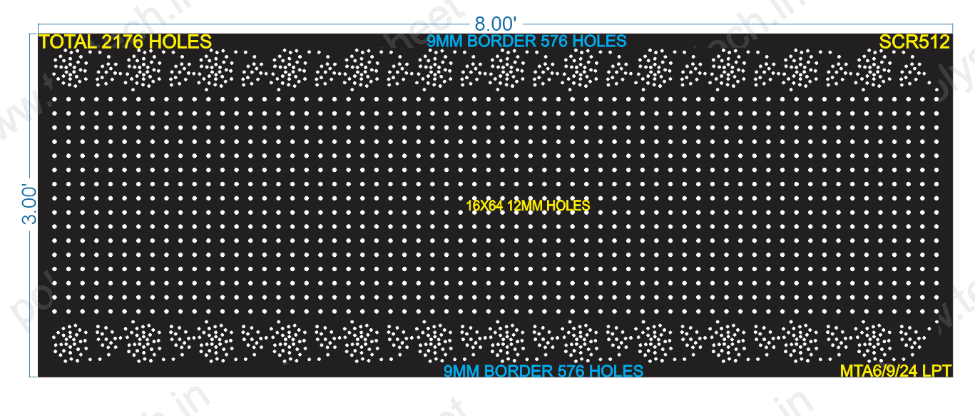 SCR512 3X8 FEET 16X64 HOLES SCREEN TOTAL HOLES=2176