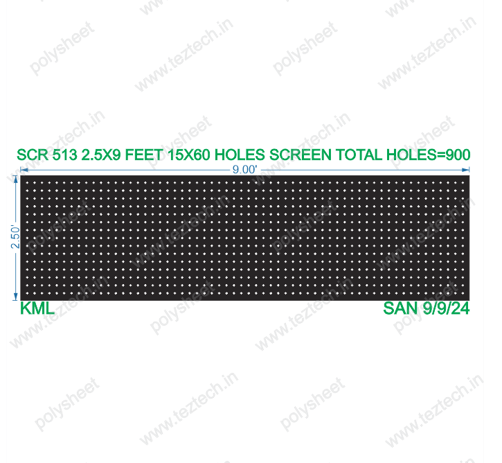 SCR513 2.5X9 FEET 15X60 HOLES SCREEN TOTAL HOLES=900