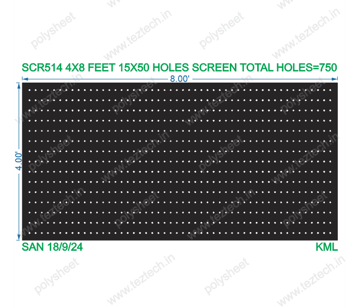 SCR514 4X8 FEET 15X50 HOLES SCREEN TOTAL HOLES=750