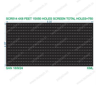 SCR514 4X8 FEET 15X50 HOLES SCREEN TOTAL HOLES=750