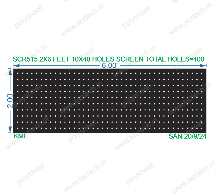 SCR515 2X6 FEET 10X40 HOLES SCREEN TOTAL HOLES=400