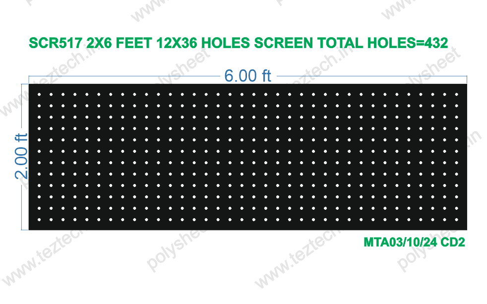 SCR517 2X6 FEET 12X32 HOLES SCREEN TOTAL HOLES=432