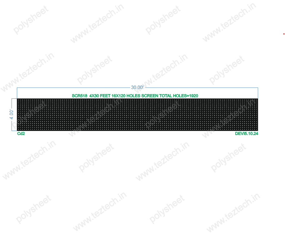 SCR518 4X30 FEET 16X120 HOLES SCREEN TOTAL HOLES=1920