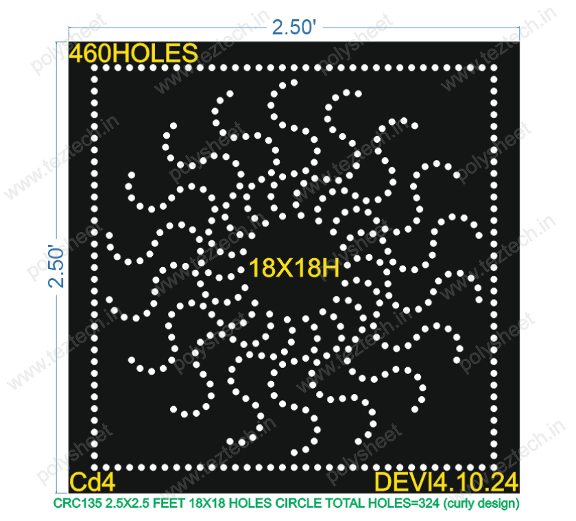 CRC135	2.5X2.5 FEET 18X18 HOLES CIRCLE TOTAL HOLES=324 (curly design)