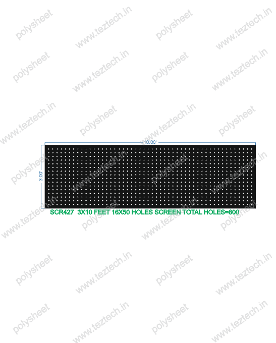 SCR427	3X10 FEET 16X50 HOLES SCREEN TOTAL HOLES=800