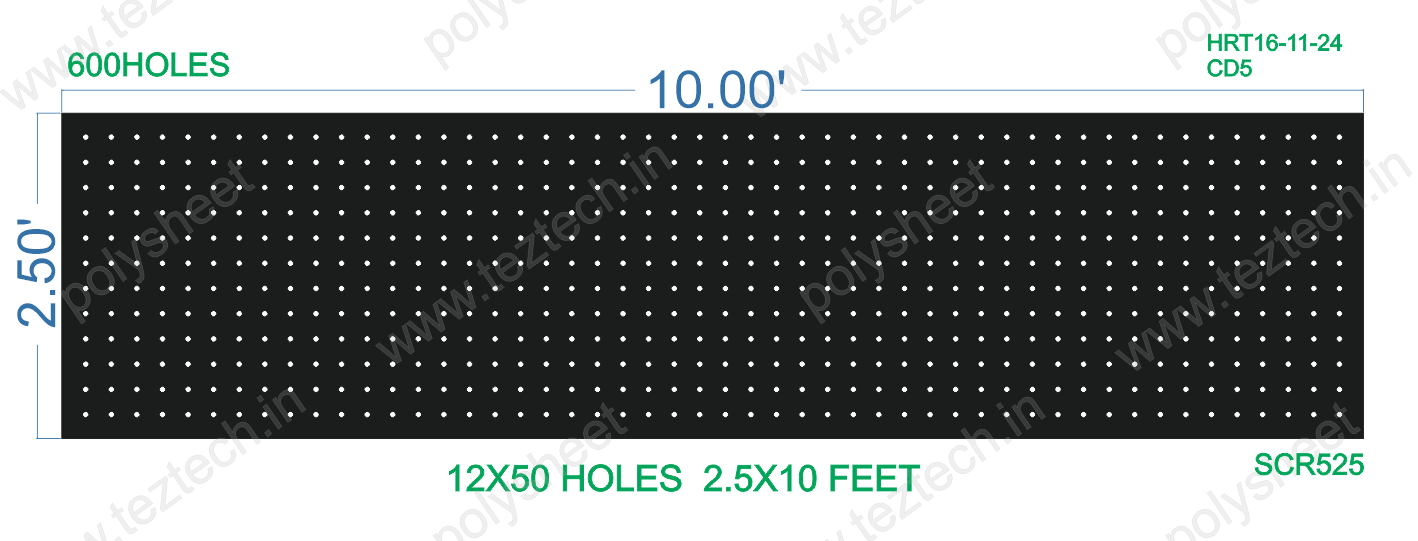 SCR525 2.5X10 FEET 12X50 HOLES SCREEN TOTAL HOLES=600