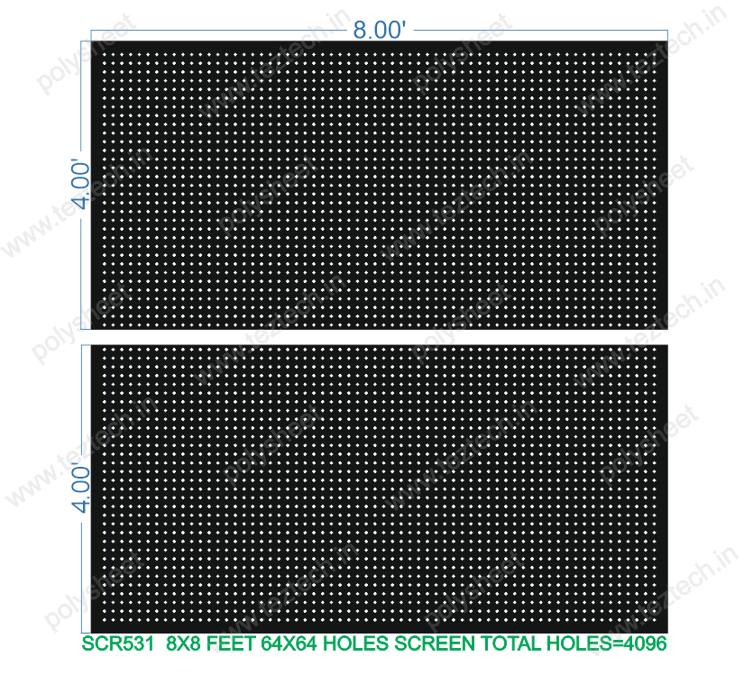 SCR531	8X8 FEET 64X64 HOLES SCREEN TOTAL HOLES=4096 IN 2 PARTS