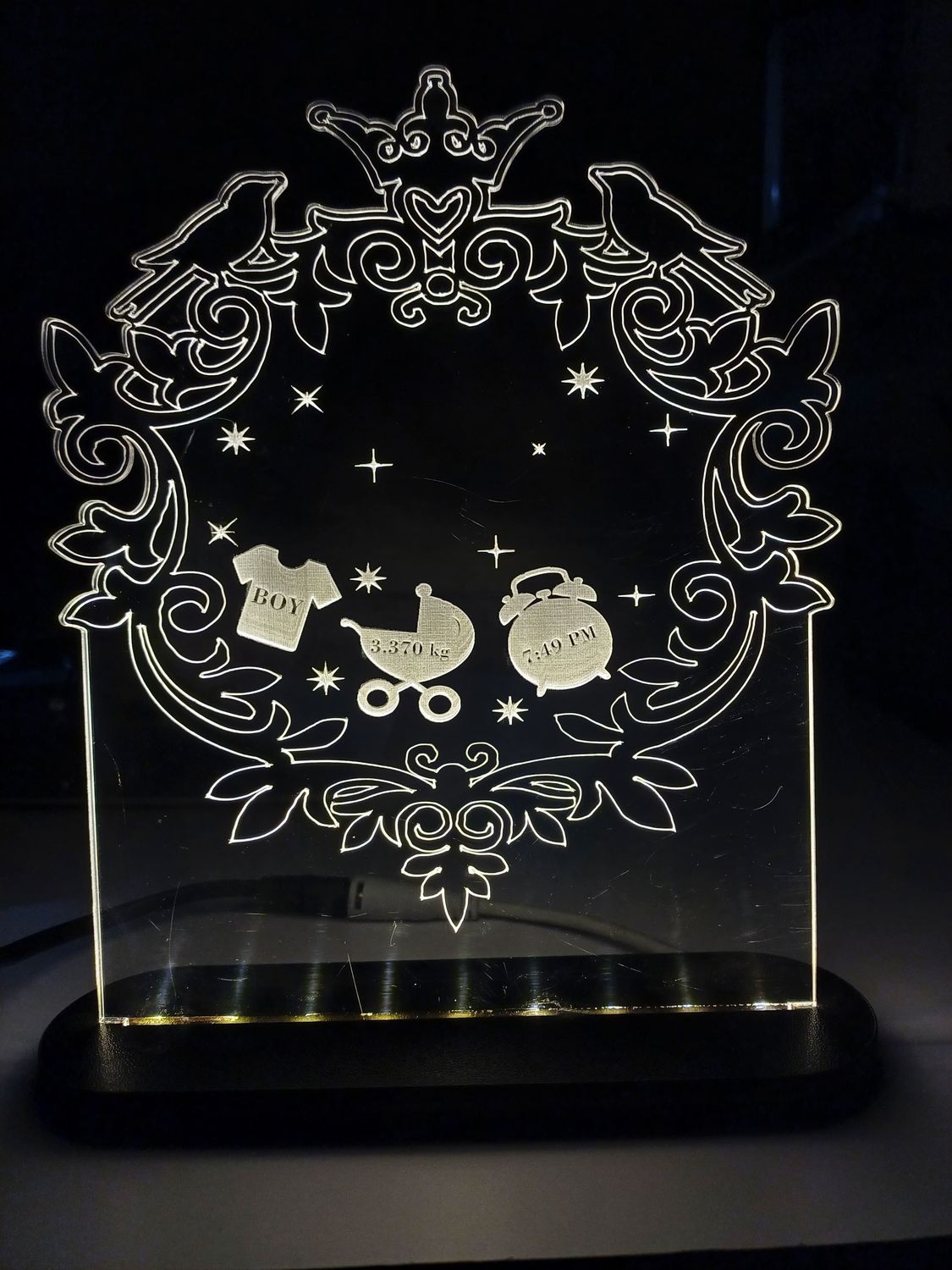 Acrylic lamp for Bbaby name ceremony 8.5X7INCH