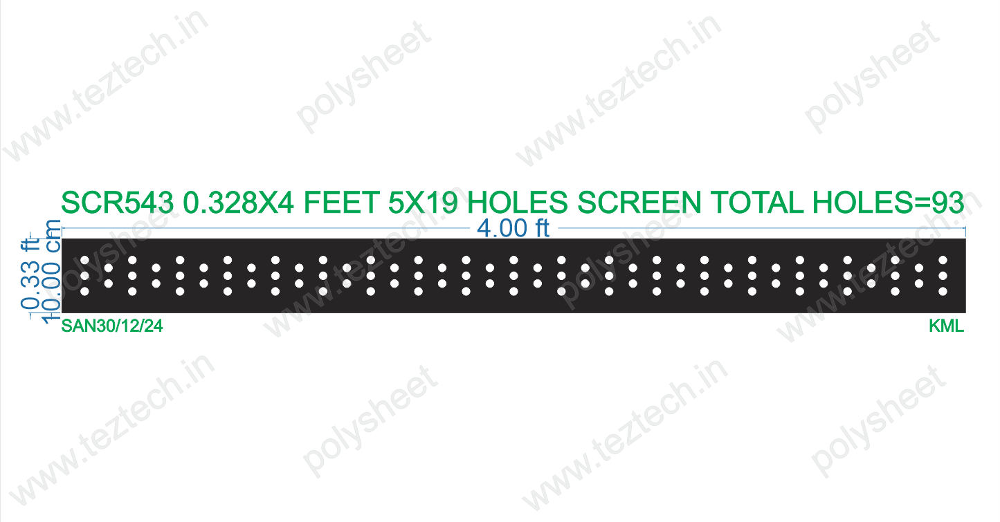 SCR543 0.328X4 FEET 3X19 AND 2X18 HOLES SCREEN TOTAL HOLES=93