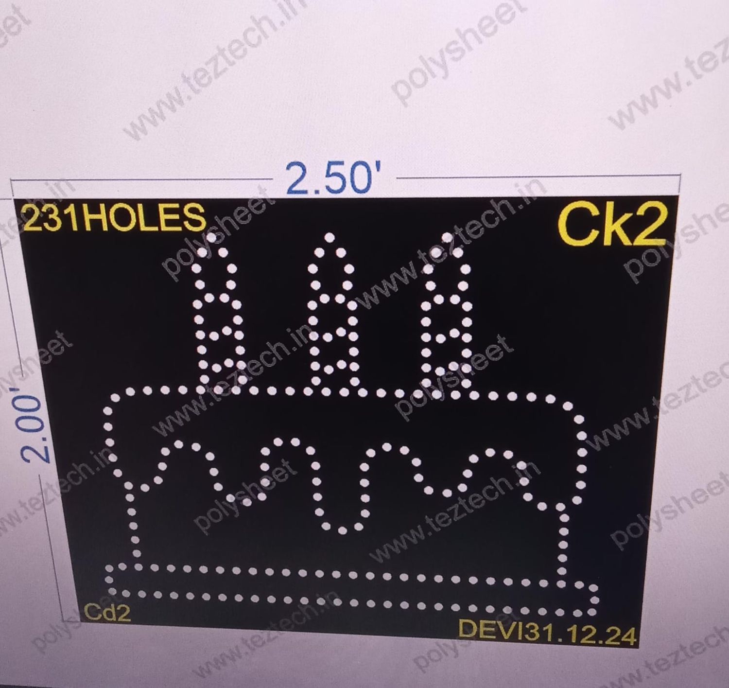 CK2 CAKE 1 PART 2X2.5 FEET 231 HOLES