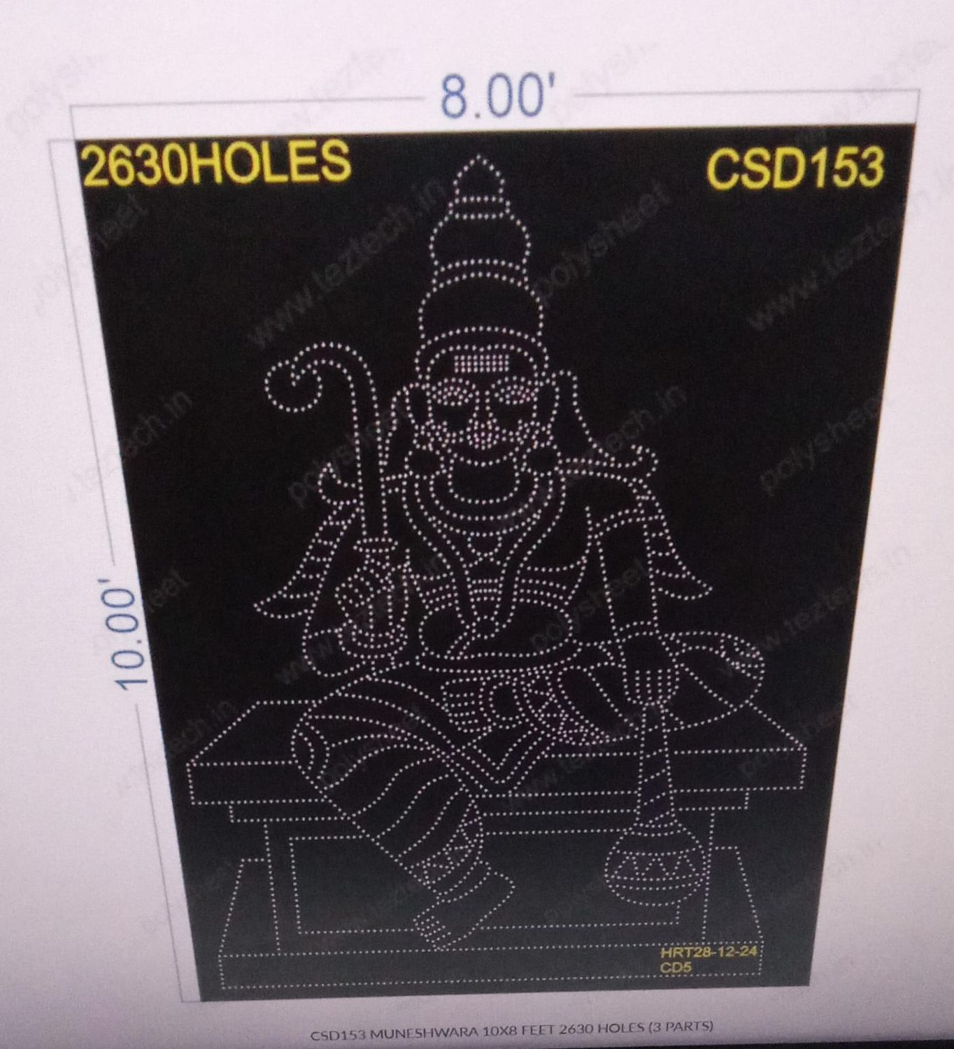 CSD153  MUNESHWARA 10X8 FEET 2630 HOLES (3 PARTS)
