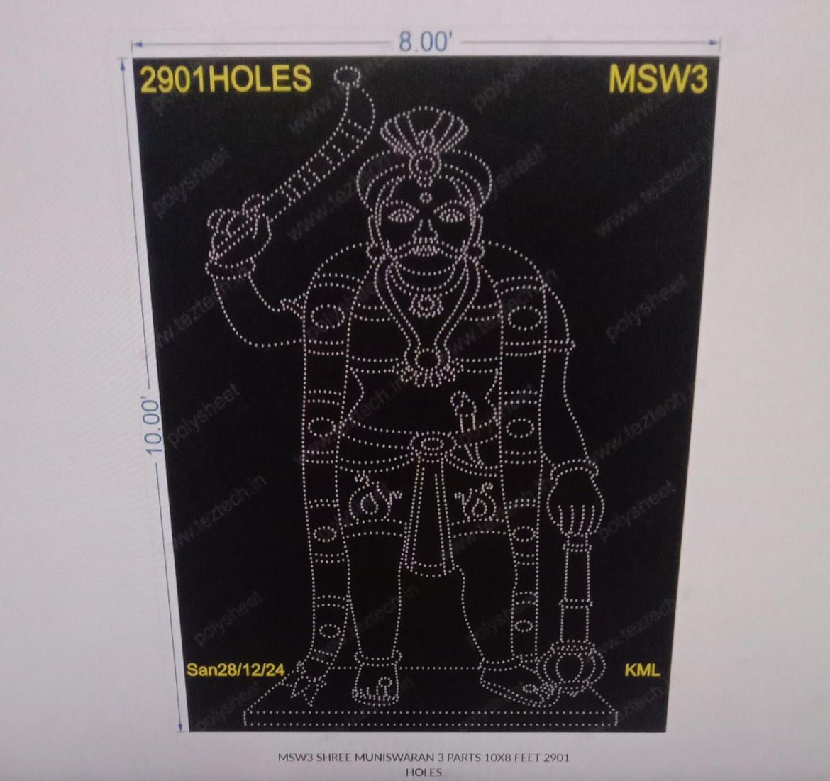 MSW3 SHREE MUNISWARAN 3 PARTS 10X8 FEET 2901 HOLES