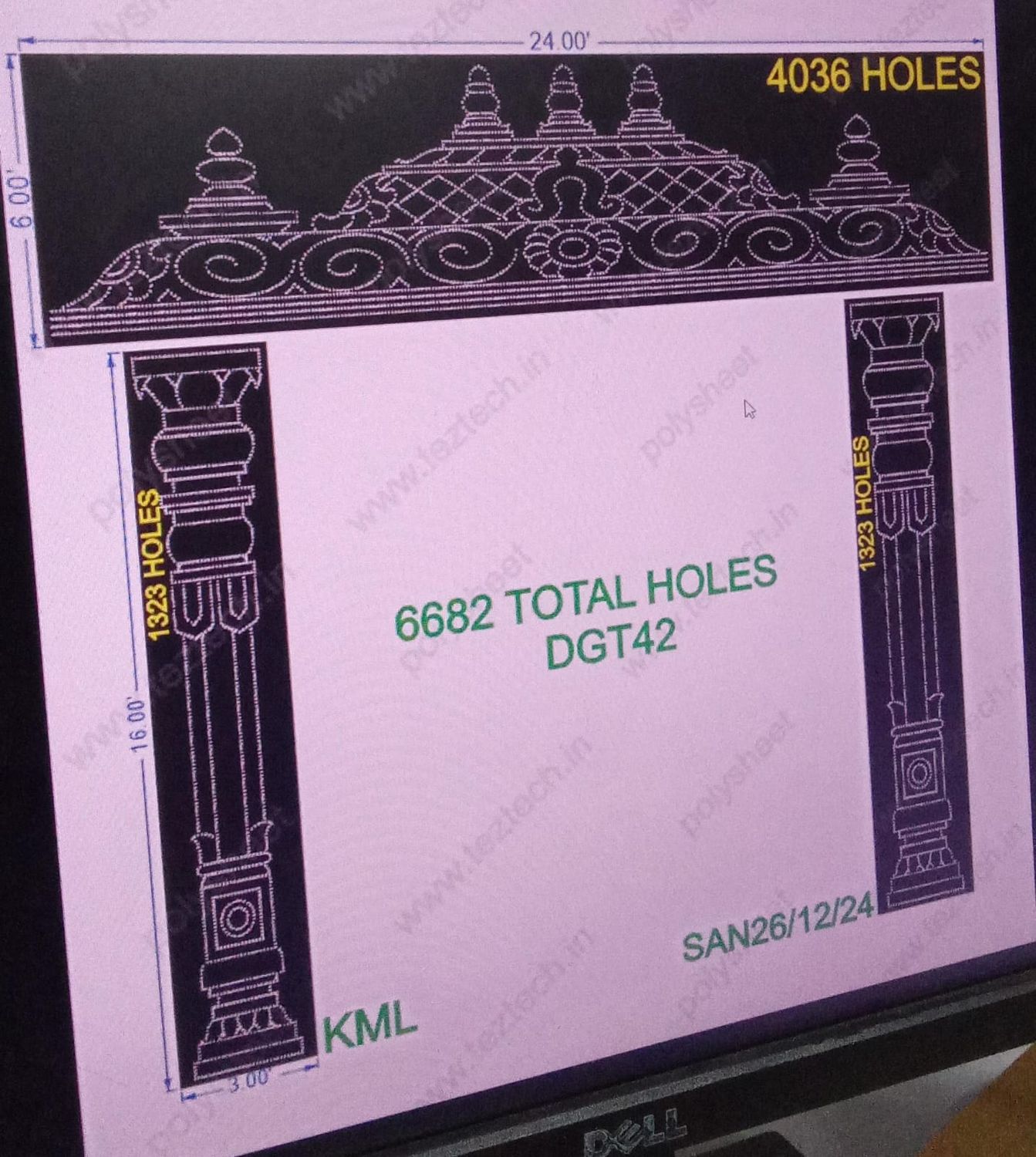 DGT42 DESIGNER GATE 3 PARTS 22X24 FEET 6682HOLES