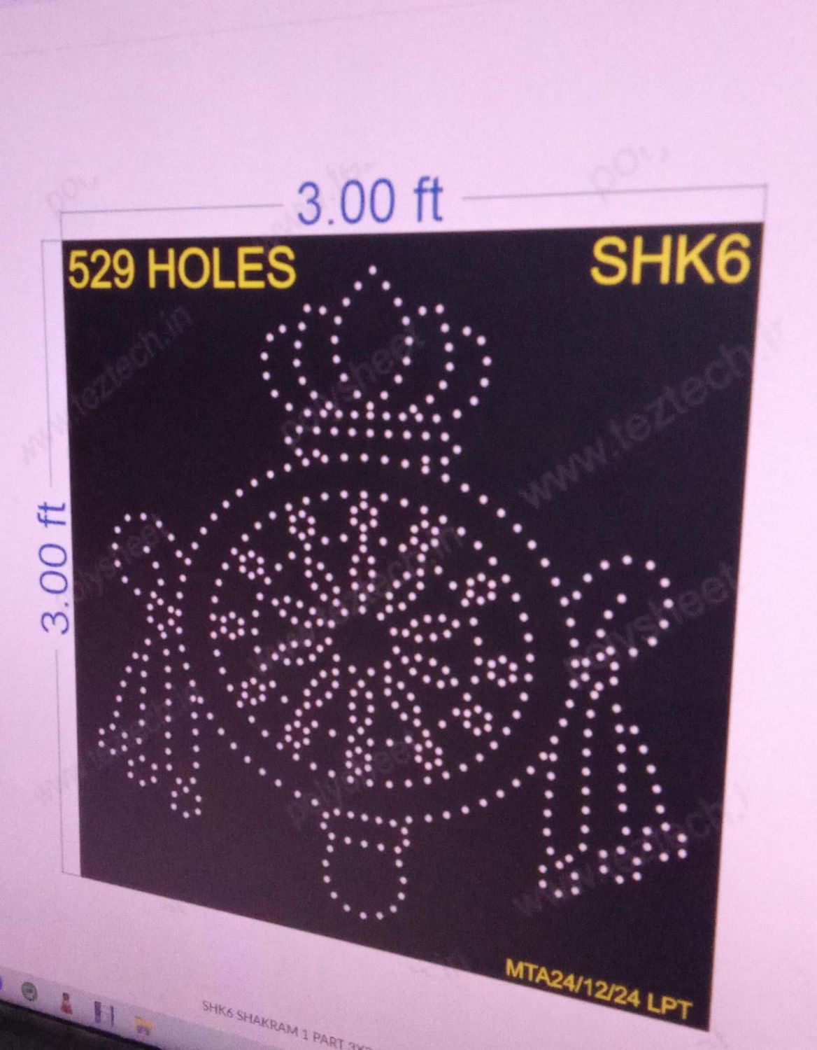 SHK6 SHAKRAM 1 PART 3X3 FEET 529 HOLES