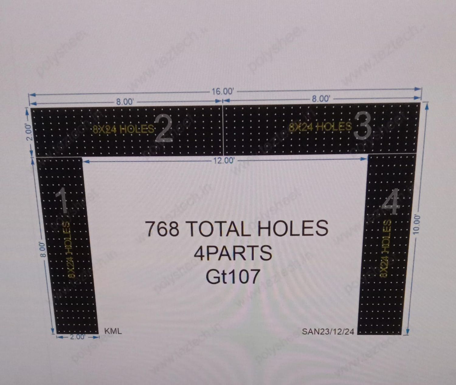 GT107 GATE 4 PART 8X2 FEET 768 HOLES